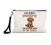 The Most Paw-Some Cockapoo Mom - Gift for Dog Mom, Linen Cosmetics Bag, Make up Bag for Girls, Beauty Bag.
