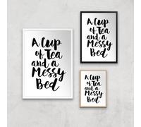 The Motivated Type A Cup Of Tea And A Messy Bed Giclee Art Print - A2 - Wooden Frame