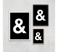 The Motivated Type Ampersand Black Giclee Art Print - A4 - Wooden Frame