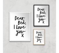 The Motivated Type Dear Bed I Love You X Giclee Art Print - A4 - Wooden Frame