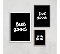 The Motivated Type Feel Good Black Giclee Art Print - A4 - Wooden Frame