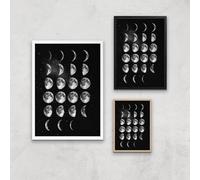 The Motivated Type Full Phase Moon Cycle Giclée Art Print - A3 - White Frame