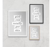 The Motivated Type Girl You Totally Got This Giclee Art Print - A2 - Wooden Frame