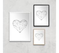 The Motivated Type Love Heart Polygon Giclee Art Print - A2 - Wooden Frame