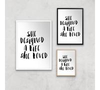 The Motivated Type She Designed The Life She Loved Watercolour Giclee Art Print - A2 - Wooden Frame