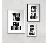 The Motivated Type Work Hard Stay Humble Letterpress Giclee Art Print - A2 - Wooden Frame