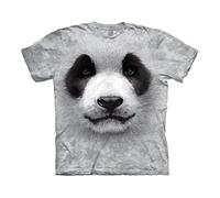 The Mountain Big Face Panda Adult T-Shirt, Grey, XL