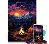The Mountain Campfire Jigsaw Puzzle 1000 Piece for Adults Strong Logic Toy Anxiety Relief Clear Edge Festival Gift (38x52cm)