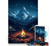 The Mountain Campfire Under Stars Jigsaw Puzzles 1000 Piece for Adults Mental Logic Toy Peaceful Fun Firm Cut Cherished Gift (50x75cm)