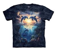 The Mountain Dolphin Love Shirt for Men, Nature Graphic Tees Men, Ocean Wildlife Oversized Cotton T-Shirt, Navy, Medium