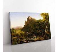 The Mountain Ford By Thomas Cole Classic Painting Canvas Wall Art Print Ready to Hang, Framed Picture for Living Room Bedroom Home Office Décor, 76x50 cm (30x20 Inch)