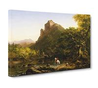 The Mountain Ford By Thomas Cole Classic Painting Canvas Wall Art Print Ready to Hang, Framed Picture for Living Room Bedroom Home Office Décor, 24x16 Inch (60x40 cm)