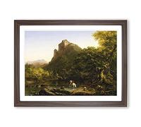 The Mountain Ford By Thomas Cole Classic Painting Framed Wall Art Print, Ready to Hang Picture for Living Room Bedroom Home Office Décor, Walnut A3 (46 x 34 cm)