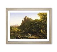 The Mountain Ford By Thomas Cole Classic Painting Framed Wall Art Print, Ready to Hang Picture for Living Room Bedroom Home Office Décor, Oak A3 (46 x 34 cm)