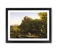 The Mountain Ford By Thomas Cole Classic Painting Framed Wall Art Print, Ready to Hang Picture for Living Room Bedroom Home Office Décor, Black A2 (64 x 46 cm)