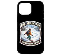 The Mountain Is Where I Draw The Line Funny Snowboard Joke Case for iPhone 16 Pro Max