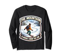 The Mountain is Where I Draw The Line Funny Snowboard Joke Long Sleeve T-Shirt