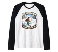 The Mountain is Where I Draw The Line Funny Snowboard Joke Raglan Baseball Tee