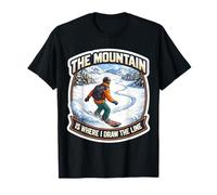 The Mountain is Where I Draw The Line Funny Snowboard Joke T-Shirt