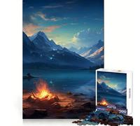 The Mountain Lake Campfire Jigsaw Puzzles 1000 Piece for Teenagers Improve Memory Relaxing Fun Sharp Edge Unique Gift (38x52cm)