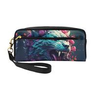 The mountain lion with magical colors roars in anger Versatile Travel Makeup Bag - Double-Sided Print, Ultra-Soft PU Leather Cosmetic Organizer for Women, Mothers Day Gifts & Teacher Appreciation