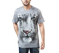 The Mountain Men's White Tiger Face Shirt, Gray, XX-Large