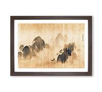 The Mountain View by Kano Tan'yu Framed Print | A2 Walnut Framed Wall Art | Ready to Hang | Modern Landscape Picture | Living Room Bedroom Lounge Office