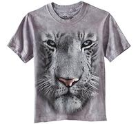 The Mountain White Tiger Face Adult T-Shirt, Grey, Small, Grey, S