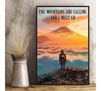 The Mountains are Calling and I Must Go Camping Poster Metal Sign 8X12 Inch