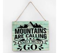 The Mountains Are Calling And I Must Go Inspirational Wall Décor Wood Wall Sign 10x12 Inch Antique Wall Art Wood Plaque with Sayings Home Decor for Living Room Office
