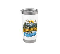 The Mountains are Calling Funny Hiking Pine Trees Sunrise Stainless Steel Insulated Tumbler