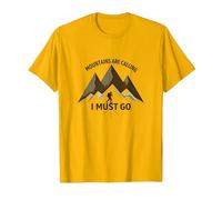 The Mountains are Calling, I Must go - Adventurer's Creed T-Shirt, Men, Golden Yellow, Large