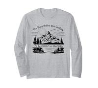 The Mountains are Calling, I'll Be Chillin' on The Sofa Long Sleeve T-Shirt, Adult Unisex, Heather Grey, Medium