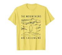The Mountains are Calling Me Caspar David Friedrich Wanderer T-Shirt, Men, Lemon Yellow, X-Large