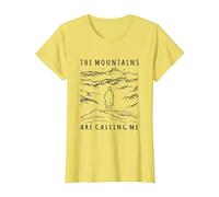 The Mountains are Calling Me Caspar David Friedrich Wanderer T-Shirt, Women, Lemon Yellow, X-Large