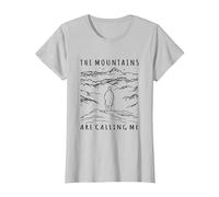 The Mountains are Calling Me Caspar David Friedrich Wanderer T-Shirt, Women, Silver Grey, 3X-Large