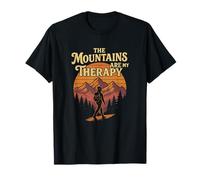 The Mountains are My Therapy Hiking Retro Design T-Shirt