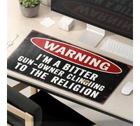 The Mouse Pad Funny Warning: Bitter Gun Owner Clinging To Religion Mouse Pad Computer Mat For Desk Gaming Mousepad