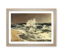 The Much Resounding Sea By Thomas Moran Classic Painting Framed Print | A2 Oak Framed Wall Art | Ready to Hang | Classic Nautical Picture | Living Room Bedroom Lounge Office
