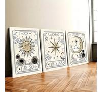 the mug vault 3pcs Framed Sun and Moon star unframed Canvas Wall Art Tarot Crescent Moon Picture Wall Decor Painting Posters for Bedroom Living Room Decor (30 * 40)