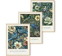 the mug vault William Morris Canvas Wall Art Vintage Poster Prints Set of 3 Botanical Bird Aesthetic Pictures Framed 12x16in (30 * 40cm) unframed