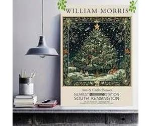 the mug vault William Morris Christmas Tree Art Print | Vintage Holiday Wall Art Poster for Home, Living Room, or Bedroom | Classic Arts & Crafts Style Seasonal Decoration for Elegant Winter Décor
