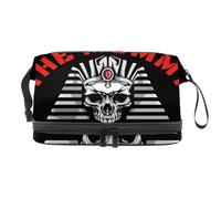 The Mummy Pharaoh Skull Head Double Layer Cosmetic Bag for Women and Girls, Travel Toiletry Bag Makeup Handy Pouch Organiser Bag with Brush Compartment