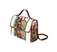 (The Muppet Christmas Carol 20th Anniversary_7590) Canvas Crossbody Handbag with Lock Top All Over Print Retro Messenger Bag for Women, Girl Brown Trim & Adjustable Shoulder Strap Waterproof 10.8"L