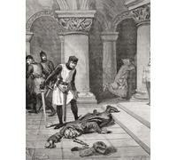 The murder of Thomas Becket in 1170 by the four knights Reginald FitzUrse Hugh de Morville William de Tracy and Richard le Breton. Thomas Becket aka Saint Thomas of Canterbury Thomas of London and