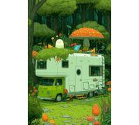 The Mushroom Cottage Journal - A Cosy Vanlife Companion: Whimsical Forest Camper Cover with Friendly Ghost & Fly-Agaric Mushrooms, 150 Lined Pages, ... for Nature Lovers, Travellers & Daydreamers