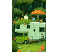 The Mushroom Cottage Journal - A Cosy Vanlife Companion: Whimsical Forest Camper Cover with Friendly Ghost & Fly-Agaric Mushrooms, 150 Lined Pages, ... for Nature Lovers, Travellers & Daydreamers