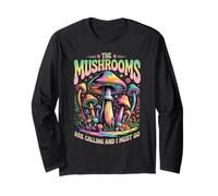 The Mushrooms are Calling Colorful Psychedelic Forest Scene Long Sleeve T-Shirt