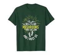 The Mushrooms are Calling Mushroom Hunter T-Shirt, Men, Dark Green, 3X-Large