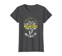 The Mushrooms are Calling Mushroom Hunter T-Shirt, Women, Dark Heather Grey, X-Small